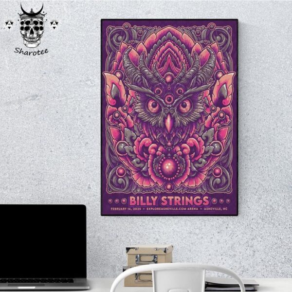 Billy Strings Winter Tour 2025 At ExploreAsheville com Arena Asheville North Carolina On February 16th 2025 Wall Decor Poster Canvas