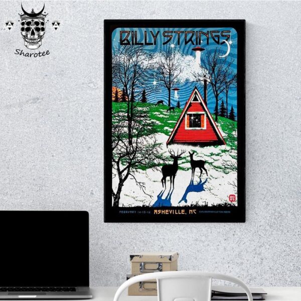 Billy Strings Winter Tour 2025 At ExploreAsheville com Arena Asheville North Carolina Week 2 Wall Decor Poster Canvas