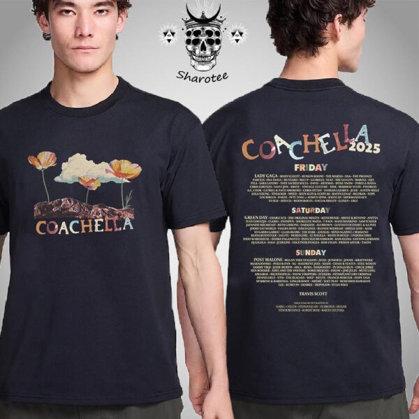 Coachella Poppies 2025 Lineup Graphic Two Sides Unisex T-Shirt