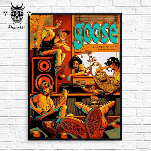 Goose Concert At Miller High Life Theatre Milwaukee Wisconsin On February 7th 2025 Orange Edition Wall Decor Poster Canvas