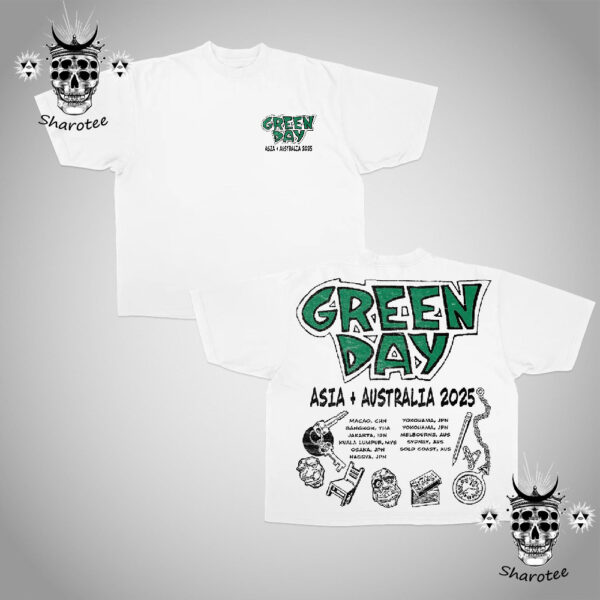 Green Day Asia And Australia Tour 2025 Official Tour Dates List Two Sides Unisex T-Shirt