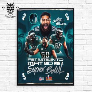 Jordan Mailata First Australian To Start And Win A Super Bowl Wall Decor Poster Canvas