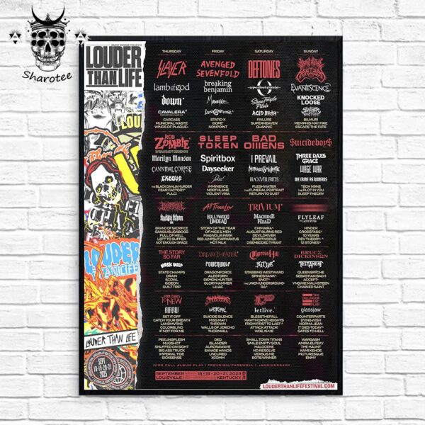 Louder Than Life Festival 2025 Line Up In Louisville Kentucky USA From September 18th To September 21st 2025 Wall Decor Poster Canvas