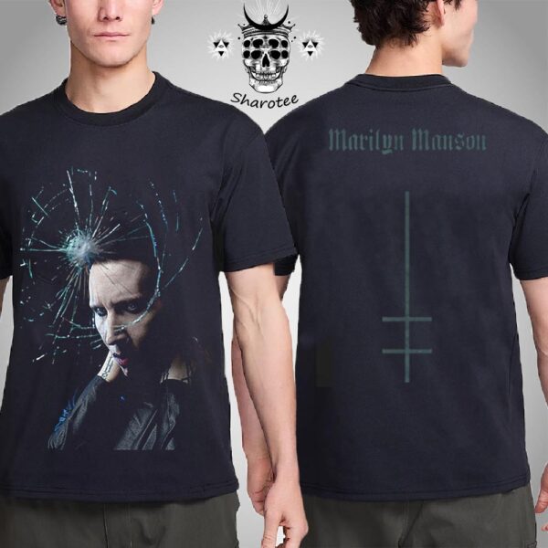 Marilyn Manson Shattered Portrait Graphic Two Sides Unisex T-Shirt