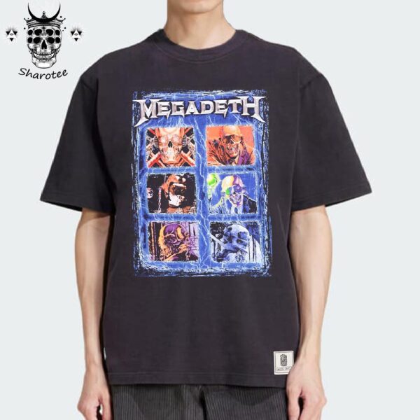 Megadeth Grid Boxy Tee Washed Skull Vintage Unisex T-Shirt