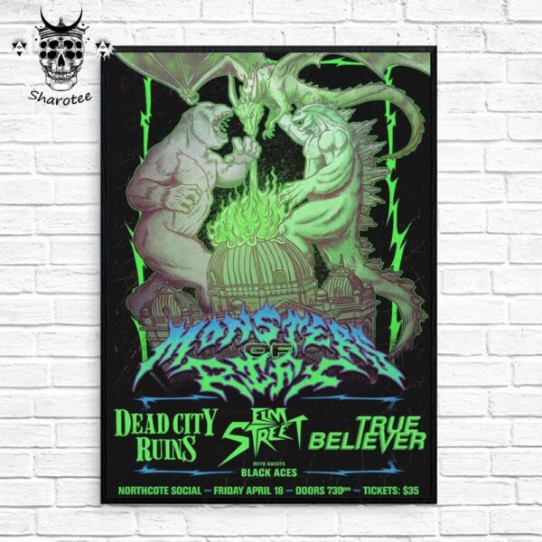 Monsters Of Riff With Elm Street Northcote Social Club April 18 2025 Wall Decor Poster Canvas