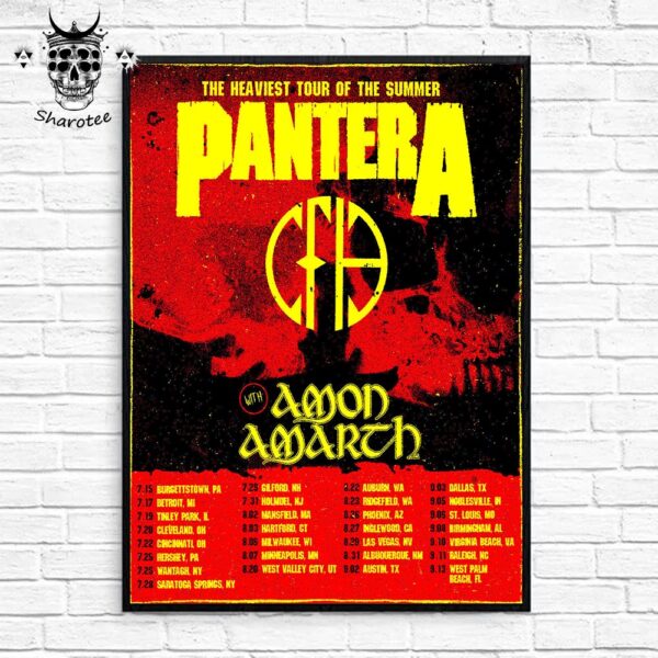 Pantera The Heaviest Tour Of The Summer 2025 With Amon Amarch Tour Dates Wall Decor Poster Canvas