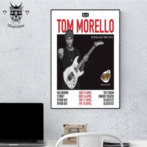 Tom Morello Australian Tour 2025 With Special Guest Big Noter Tour Dates In April Wall Decor Poster Canvas