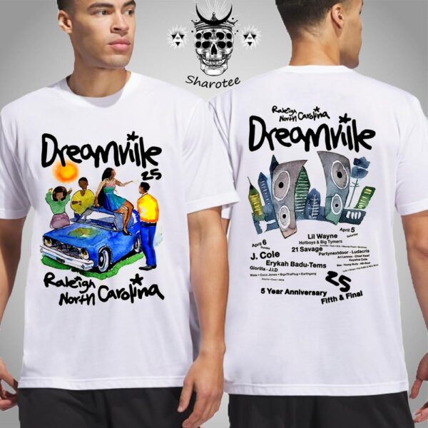 Dreamville Festival 25 Fifth And Final Hometown Graphic Line Up Two Sided Unisex T-Shirt