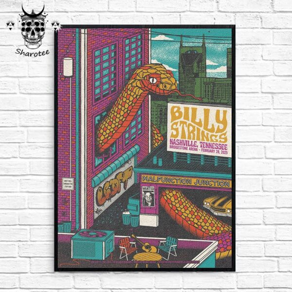 First Shows Of Billy Strings At Bridgestone Arena Nashville Tennessee February 28th 2025 Wall Decor Poster Canvas