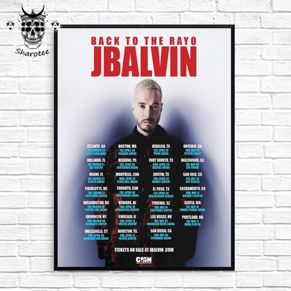 J Balvin Back To The Rayo 2025 Tour Dates Wall Decor Poster Canvas