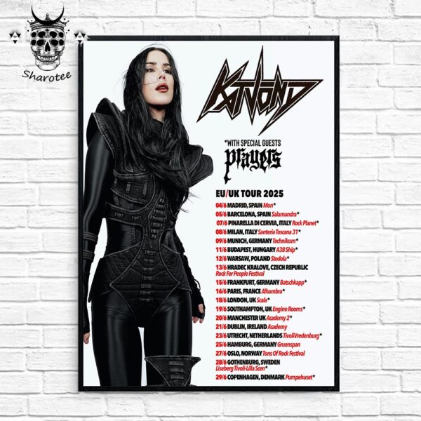 Kat Von D EU And UK Tour 2025 With Special Guests Leafar Seyer Tour Dates Wall Decor Poster Canvas