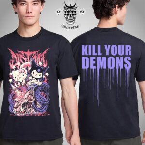 Official Distant Kitties Kill Tour Demons Graphic Two Sided Unisex T-Shirt