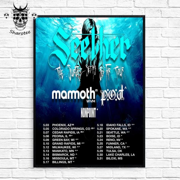 Seether The Surface Seems So Far Tour 2025 In May Wall Decor Poster Canvas