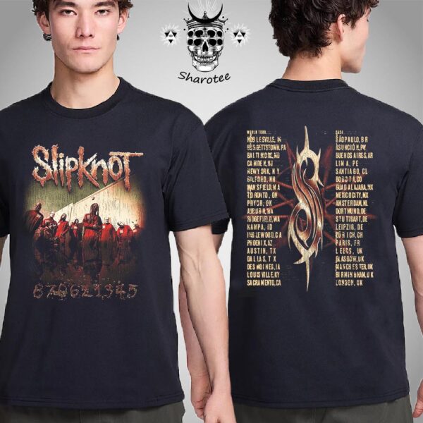 Slipknot 25th Anniversery Here Comes The Pain World Tour Dates Portrait Graphic Two Sided Unisex T-Shirt