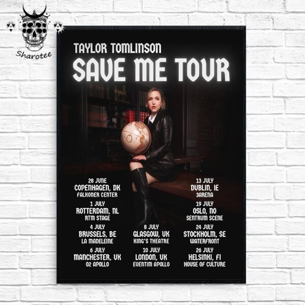 Taylor Tomlinson Save Me 2025 Tour To Europe And The UK Tour Dates Wall Decor Poster Canvas