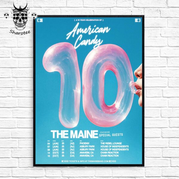 The Maine The 10th Anniversary Of American Candy Tour 2025 Tour Dates Wall Decor Poster Canvas