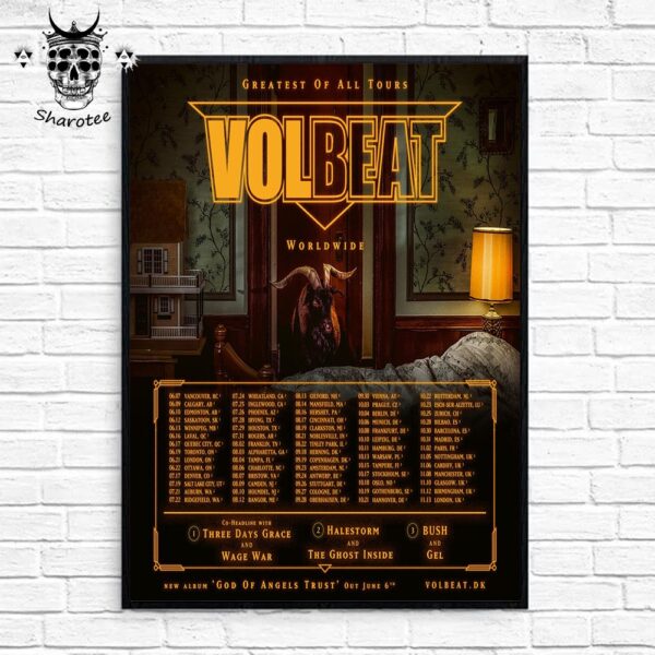 Volbeat New Album God Of Angels Trust And Greatest Of All Tours 2025 Wall Decor Poster Canvas